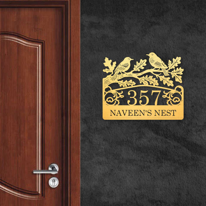 Personalized Laser Cut Birds Theme Steel Name Plate