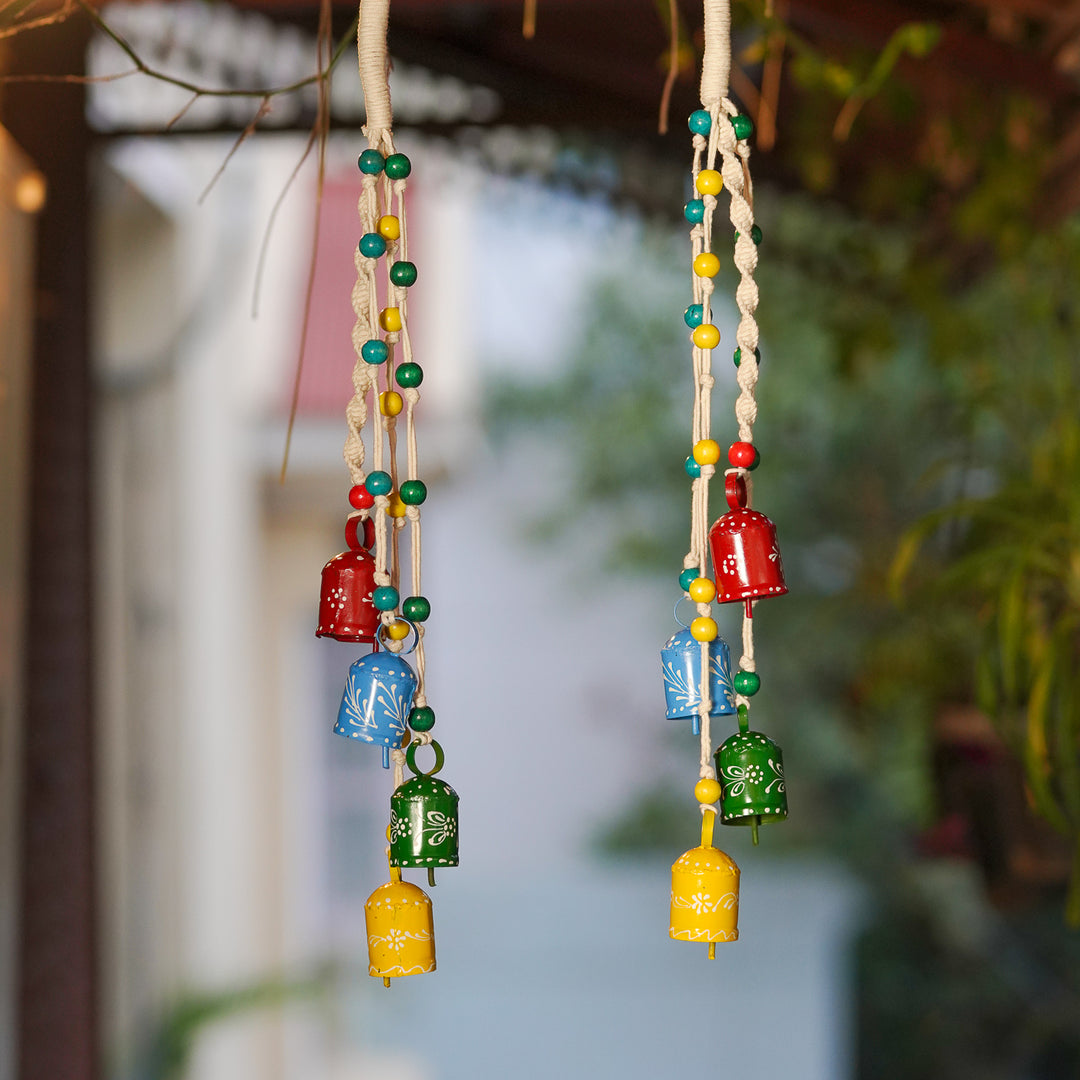 Hand-Painted Colourful Bells Design Brass Windchime