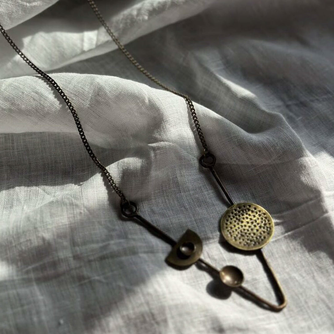 Handmade Minimal Geometric Design Brass Necklace