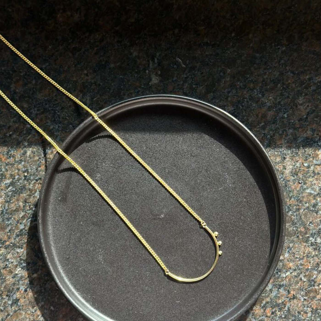 Handmade Gold Plated Curved Brass Necklace