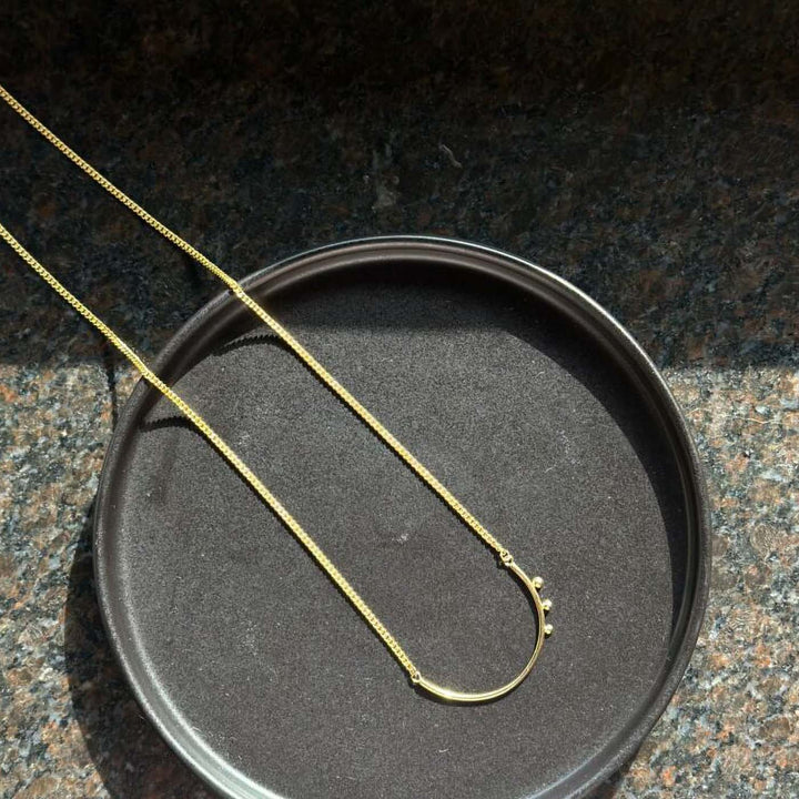 Handmade Gold Plated Curved Brass Necklace