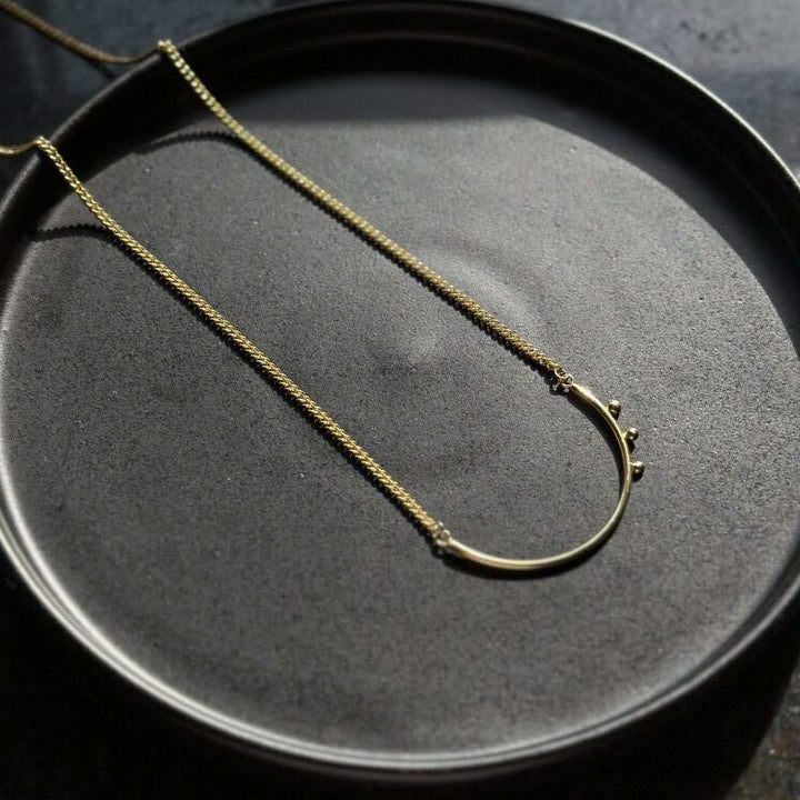 Handmade Gold Plated Curved Brass Necklace