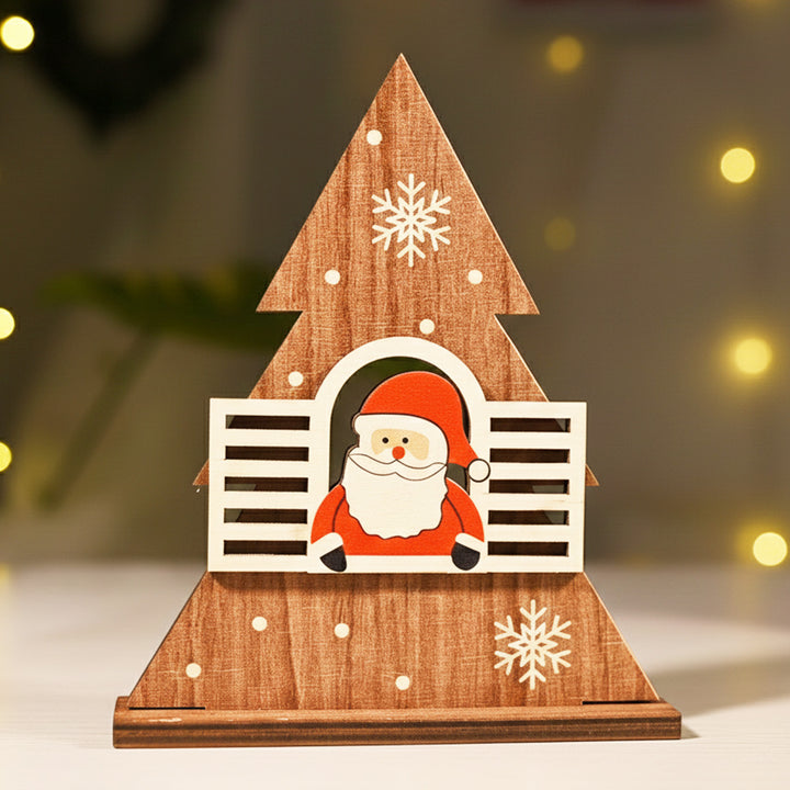 Laser Cut Xmas Tree & Santa Wooden Table Decor