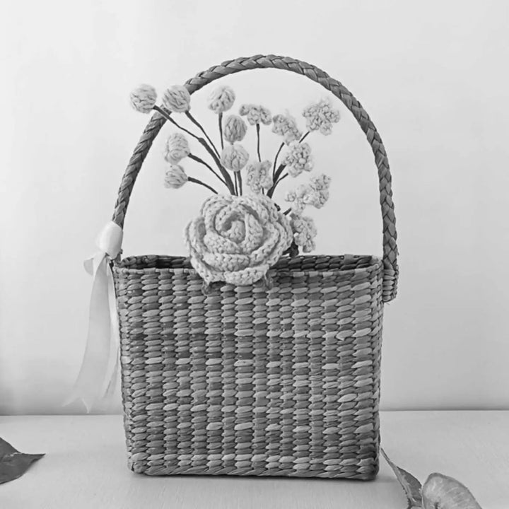 Handmade Crochet Peach Flower Bouquet With Lights