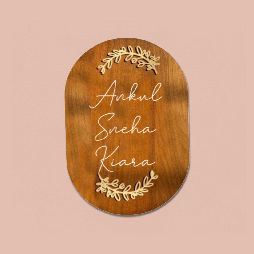Minimal Capsule Wooden Name Plate with 3D Letters