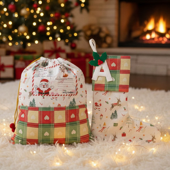 2 Pc | Personalized Dear Santa Christmas Stocking And Gift Sack Combo
