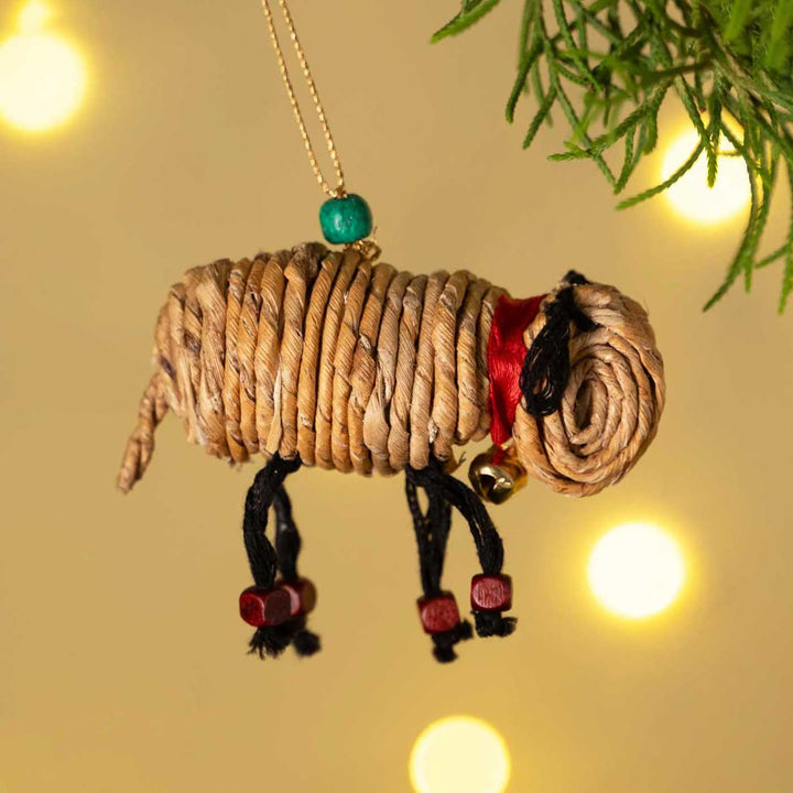 Handmade Banana Rope Sheep Hanging Christmas Ornaments