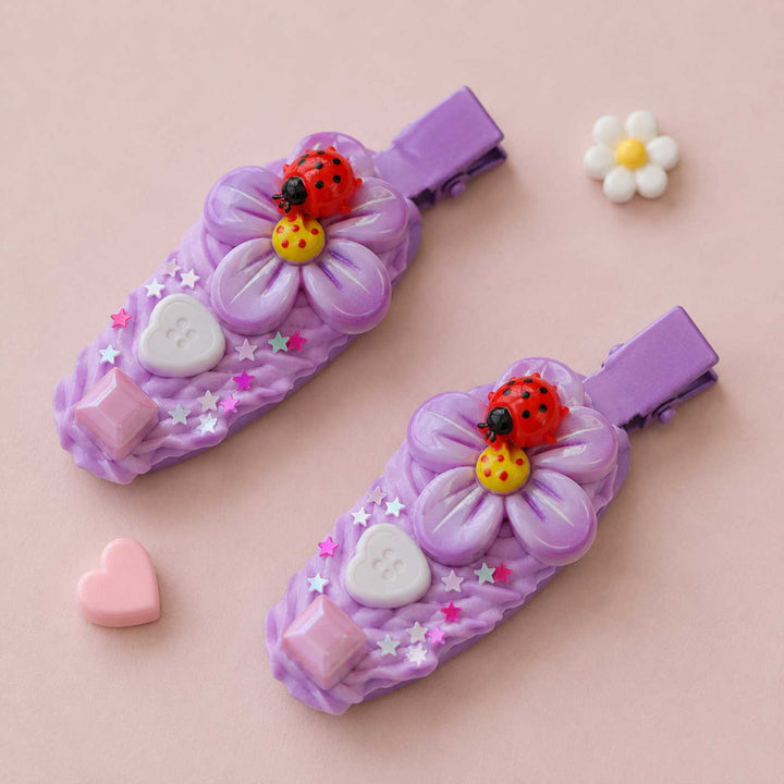 Trendy Decorative Hair Clips With Cute Character Details | Set of 2