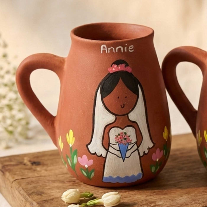 2 Pc | Christian Couple Personalized Handpainted Terracotta Mug | 450 ml