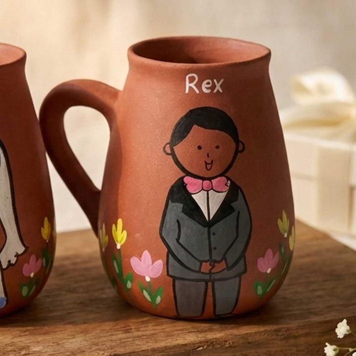 2 Pc | Christian Couple Personalized Handpainted Terracotta Mug | 450 ml