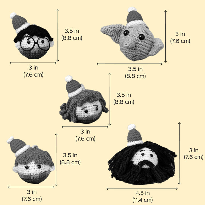 5 Pc | Handmade Harry Potter Theme Crochet Ornaments For Christmas Tree Decoration