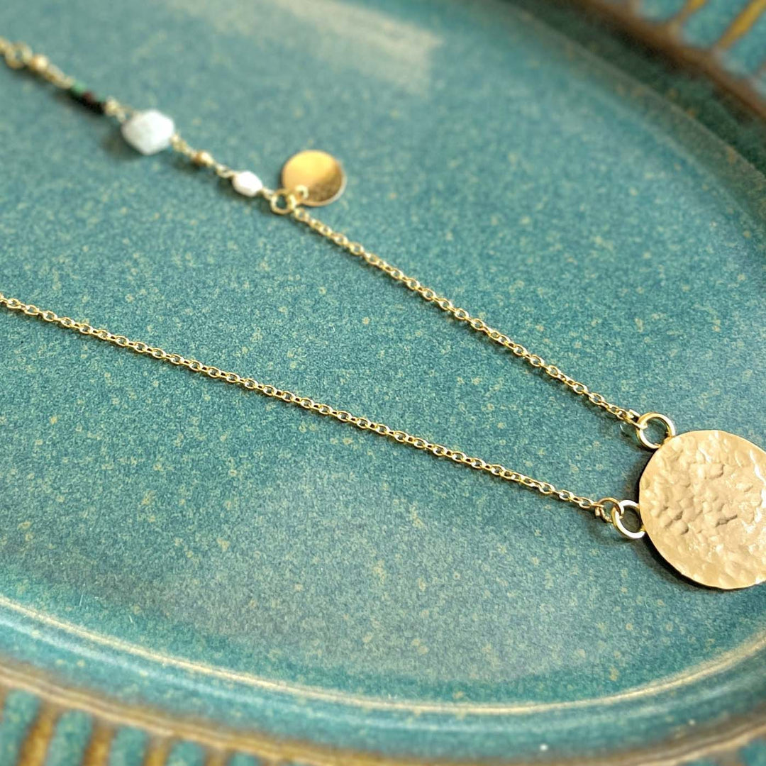 Handmade Hammered Disc Brass Necklace