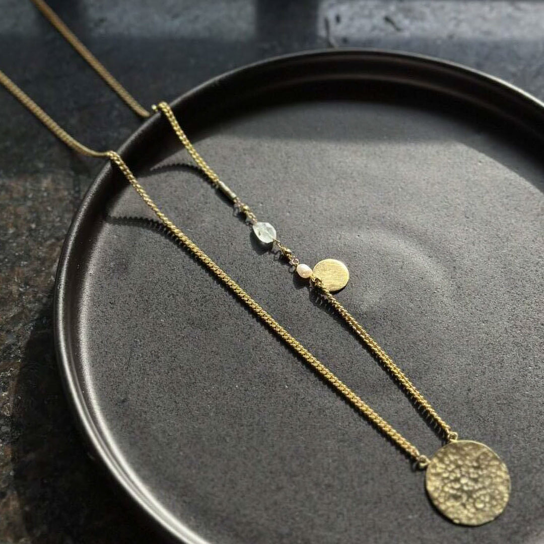 Handmade Hammered Disc Brass Necklace
