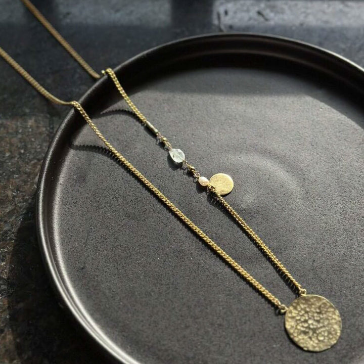 Handmade Hammered Disc Brass Necklace