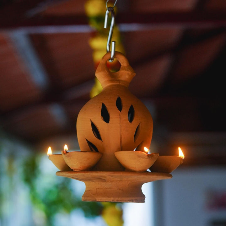 Handmade Terracotta Hanging Cutwork Diya