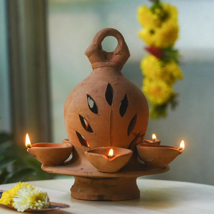 Handmade Terracotta Hanging Cutwork Diya