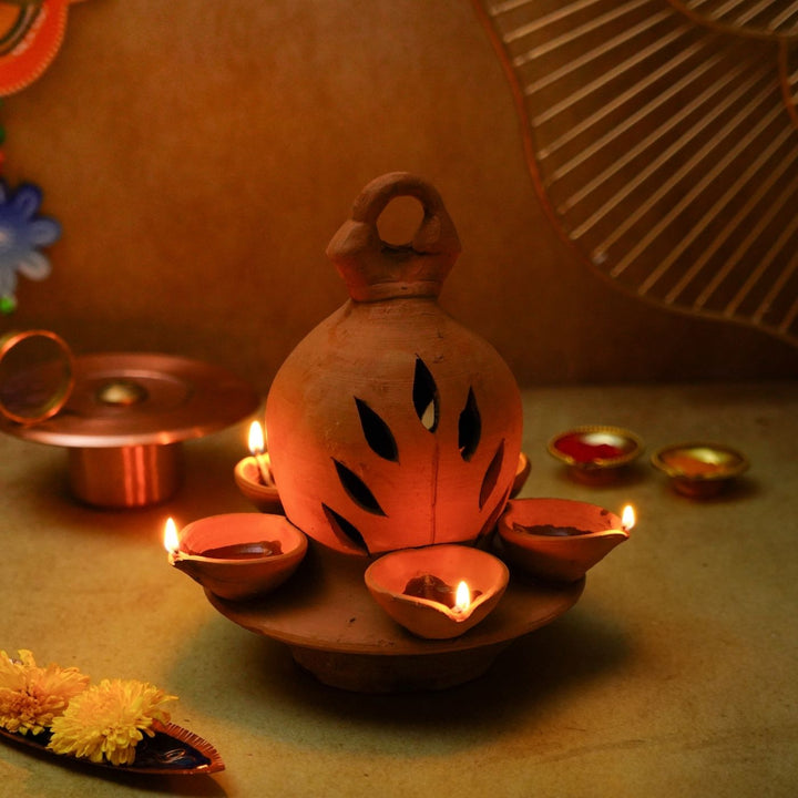Handmade Terracotta Hanging Cutwork Diya