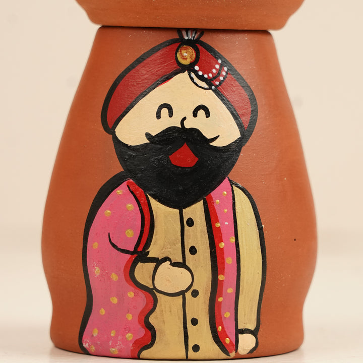 2 Pc | Marathi Couple Handpainted Terracotta Tealight Holders