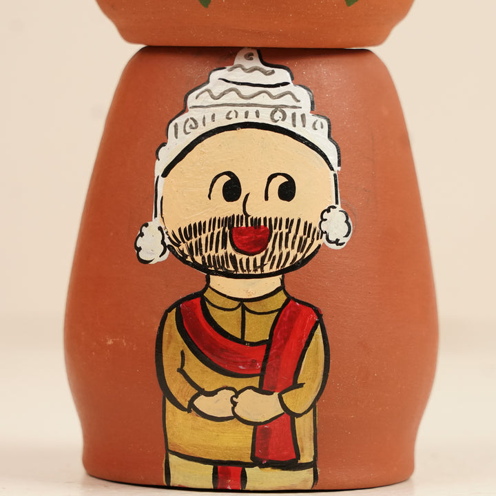 2 Pc | Bengali Couple Handpainted Terracotta Tealight Holders