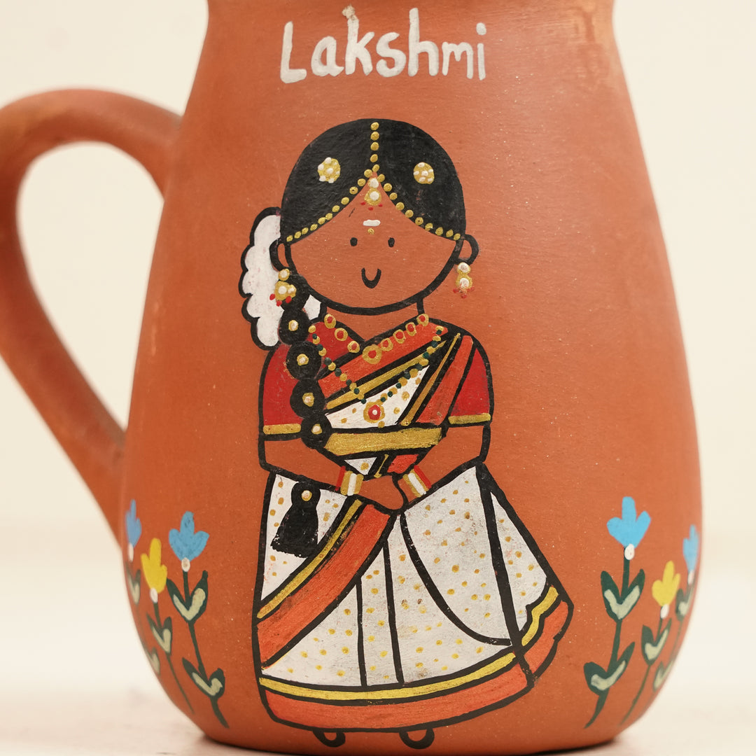 2 Pc | South Indian Couple Personalized Handpainted Terracotta Mug | 450 ml
