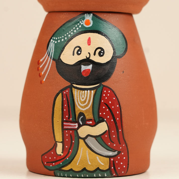 2 Pc | North Indian Couple Handpainted Terracotta Tealight Holders
