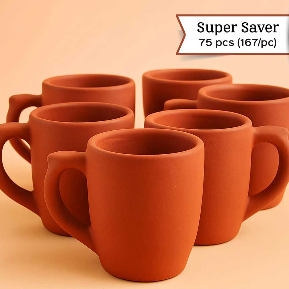 Handmade Blossom Design Terracotta Mug