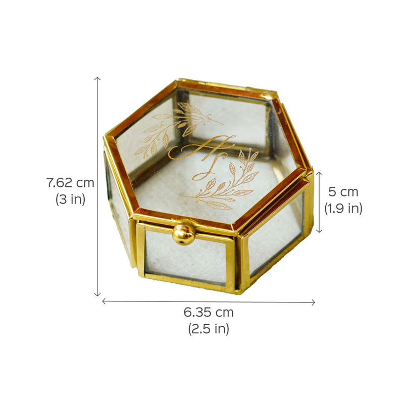 Personalized Mini Hexagon Ring Box with Engraved Lettering