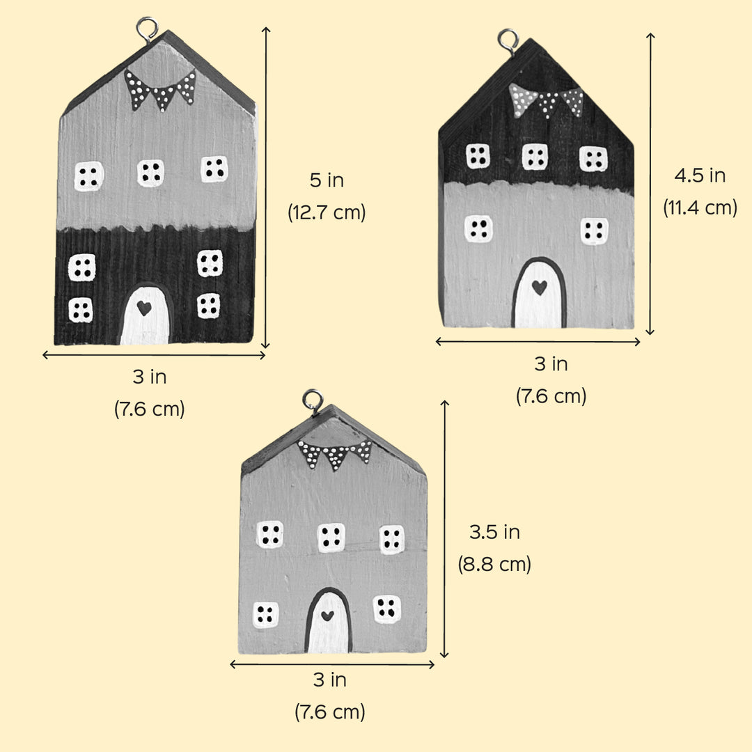 3 pc | Little Sunshine Village Handcrafted Miniature Wooden Houses