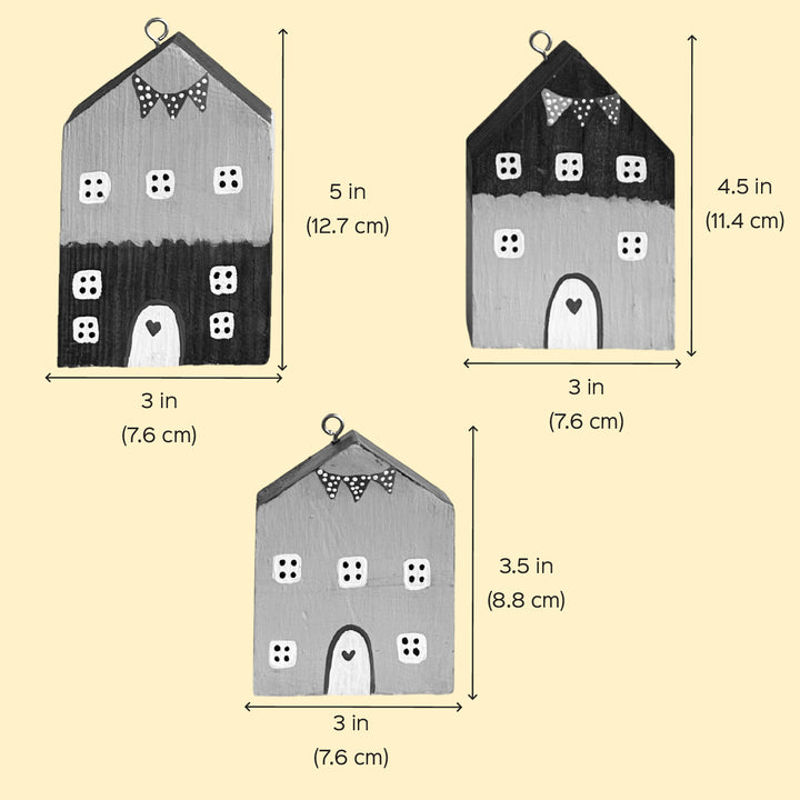 3 pc | Little Sunshine Village Handcrafted Miniature Wooden Houses