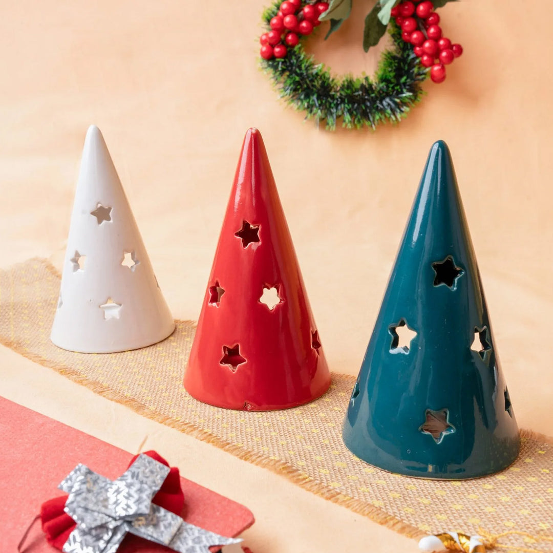 Handmade Holiday Hearth Ceramic Tealight Holder For Christmas Decoration