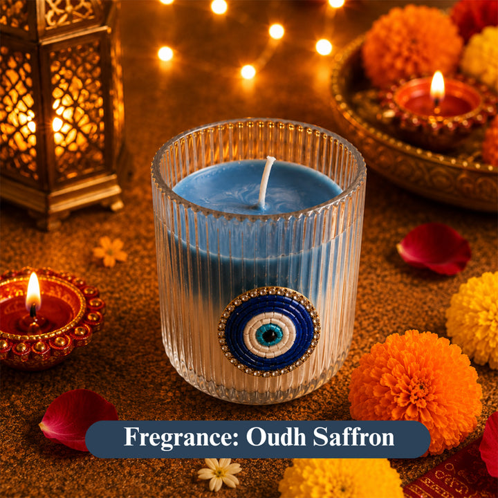 Nazar Glow Evil Eye Soy Wax Scented Candle Diwali Gift Hamper With Shubh Labh For Festive Gifting