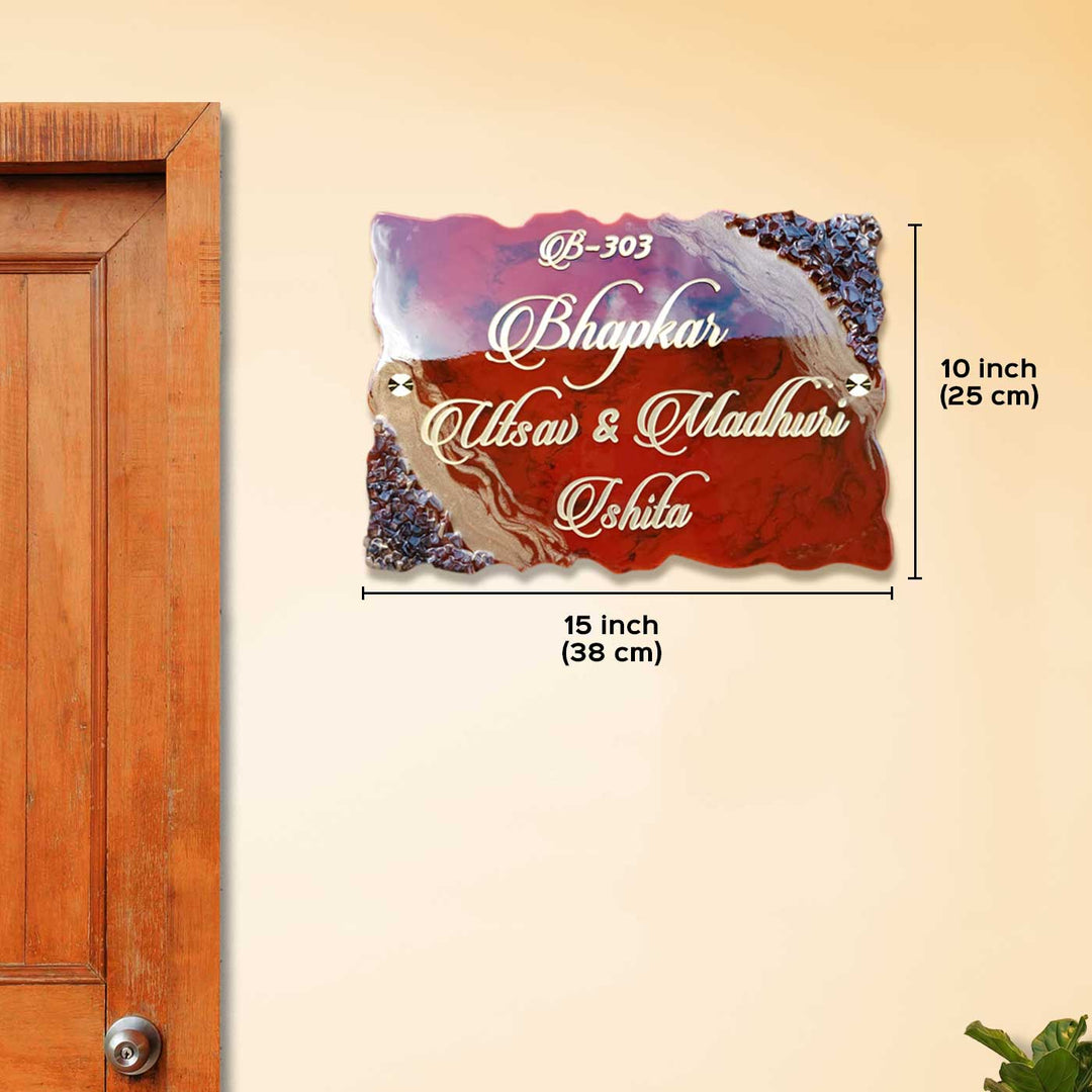 Classic Rusty Color Stone Embossed Resin Name Plate