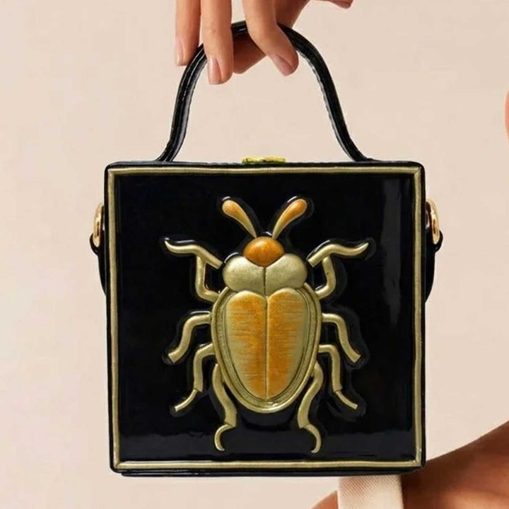 Handcrafted Mini Bettle Lippan Art Square Box Bag