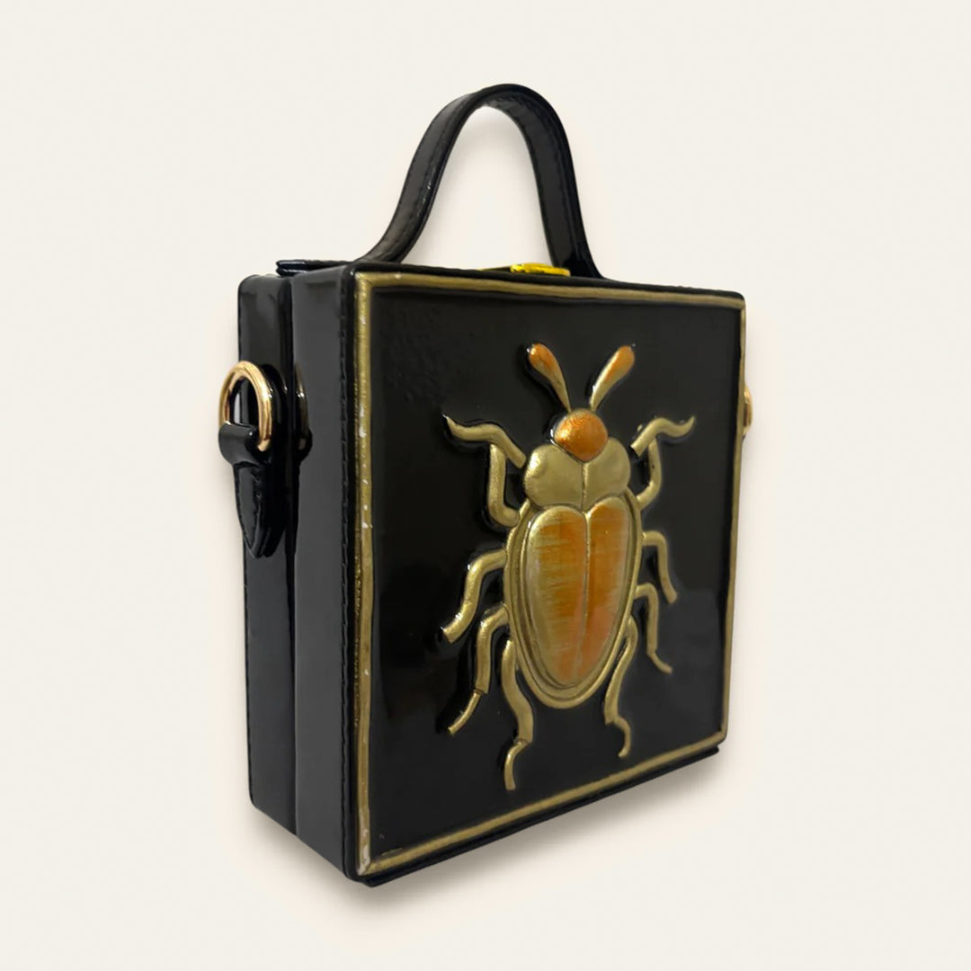Handcrafted Mini Bettle Lippan Art Square Box Bag