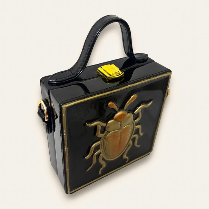 Handcrafted Mini Bettle Lippan Art Square Box Bag