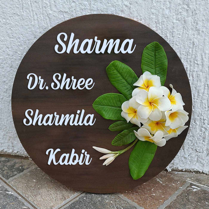 Handcrafted Personalized Chafa Wooden Round Nameplate - Zwende