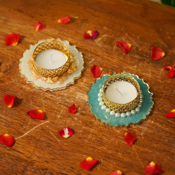 Handmade Wavy Resin Tealight Holder | Set Of 2