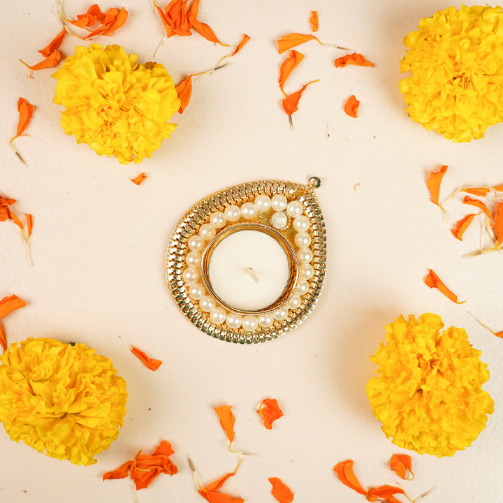 Set of 10 | Decorative Golden Tealight Holder