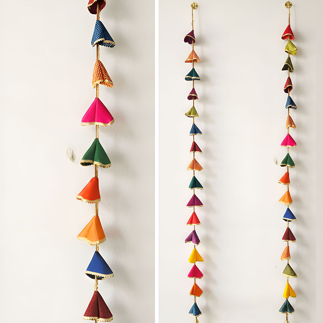 60 Inch | Handmade Multicolor Khun Fabric Hangings | Set Of 2