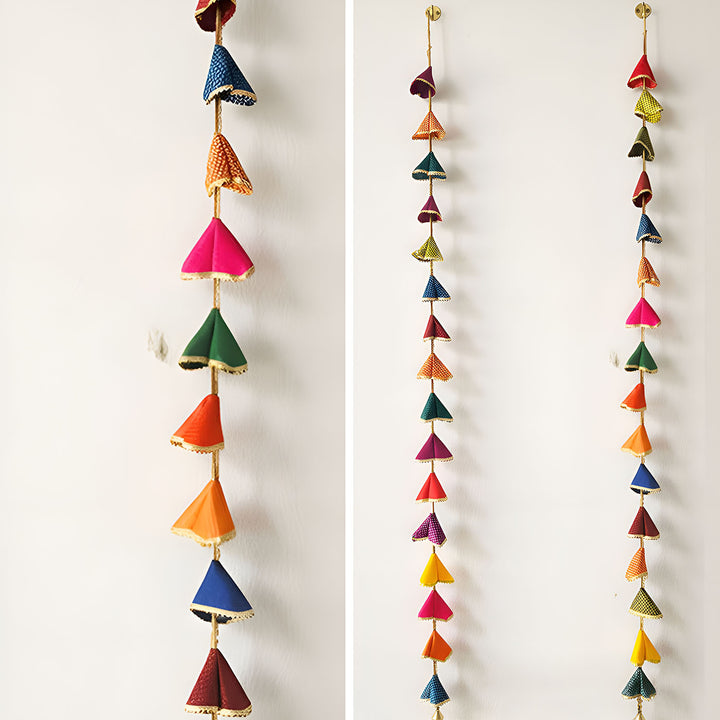 60 Inch | Handmade Multicolor Khun Fabric Hangings | Set Of 2