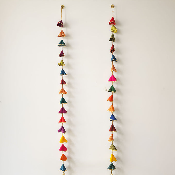 60 Inch | Handmade Multicolor Khun Fabric Hangings | Set Of 2