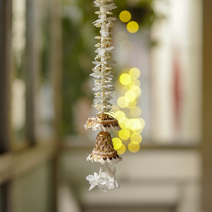 Handmade Realistic White & Golden Floral Hanging