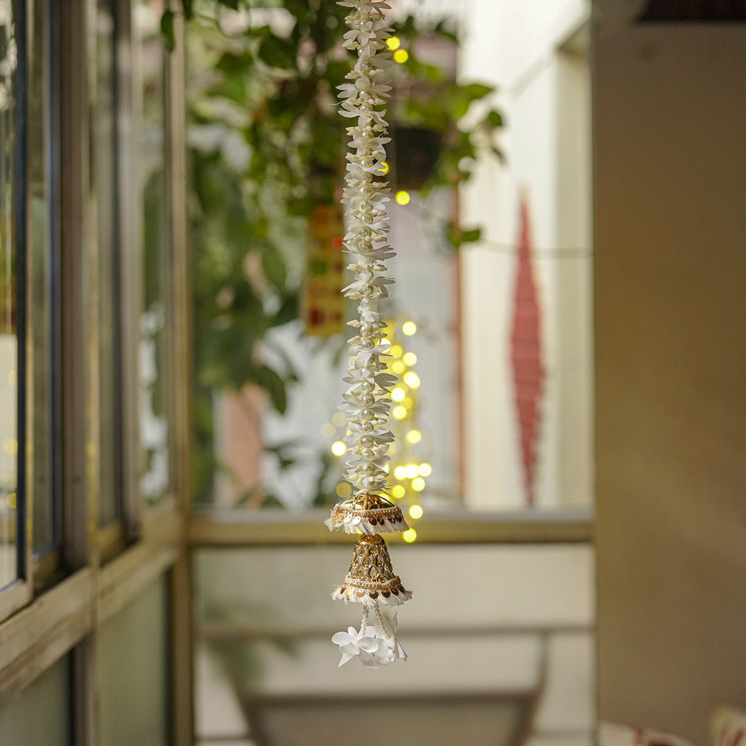 Handmade Realistic White & Golden Floral Hanging