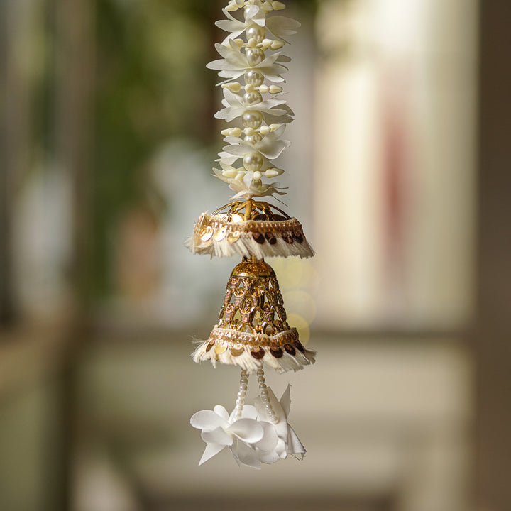 Handmade Realistic White & Golden Floral Hanging