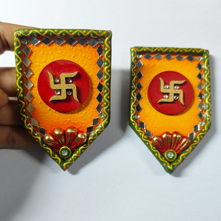 Set Of 2 | "Jharokha Saathiya" Handcrafted Paper Mache Wall Decor With Layered Arch Detailing For Festive Decoration
