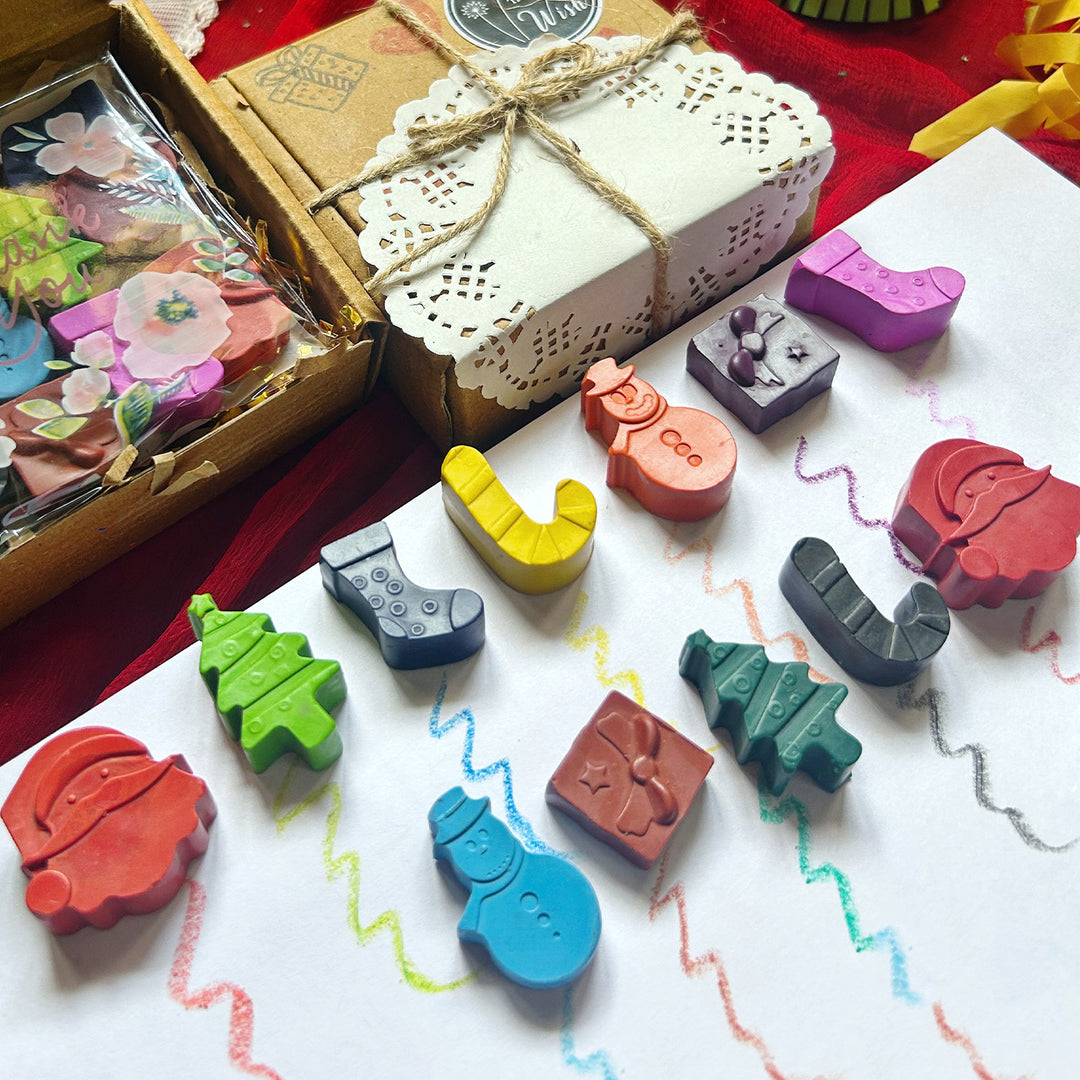 Handmade Christmas Theme Wax Crayons | Set Of 12