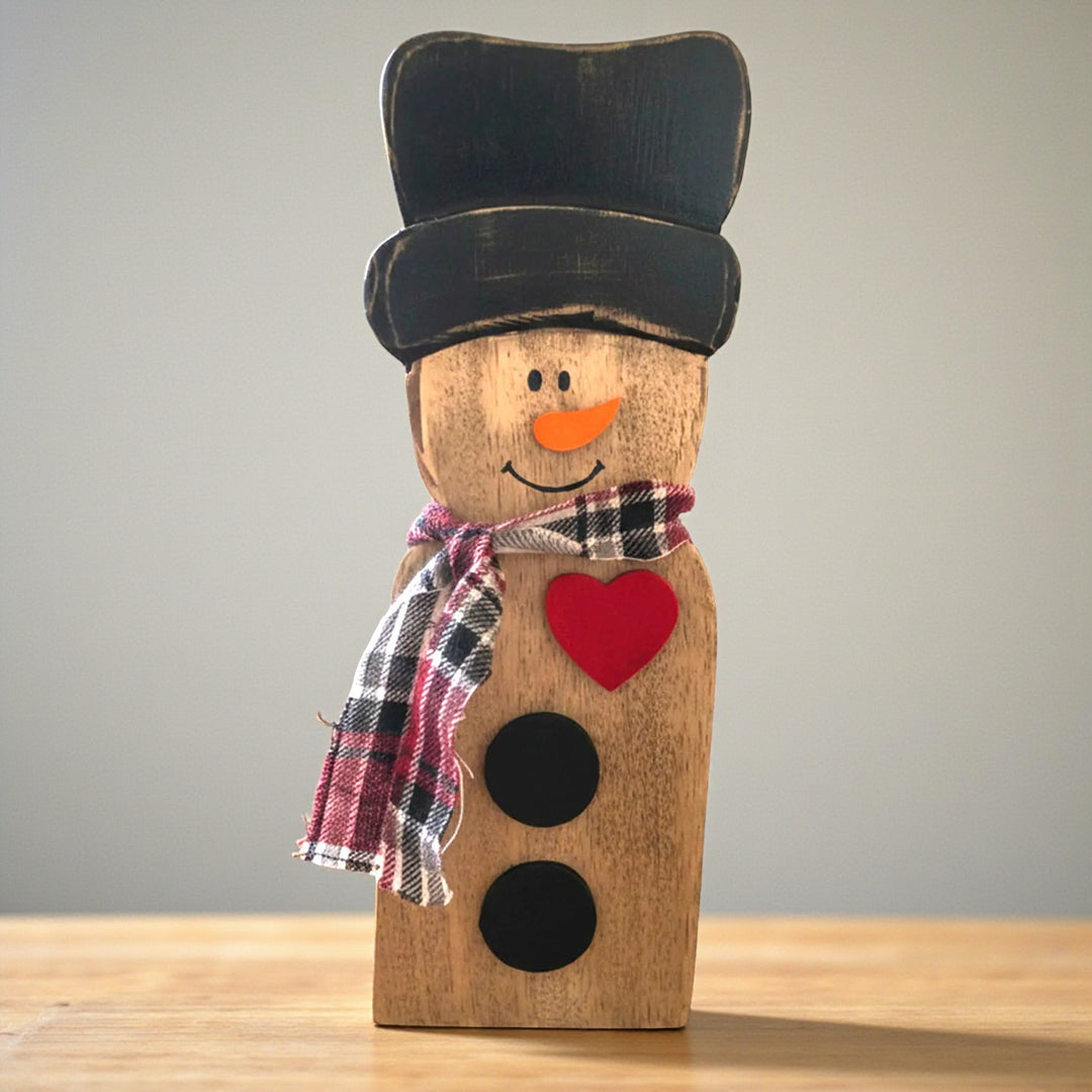 10 Inch | Handmade Snowman Wooden Table Decor
