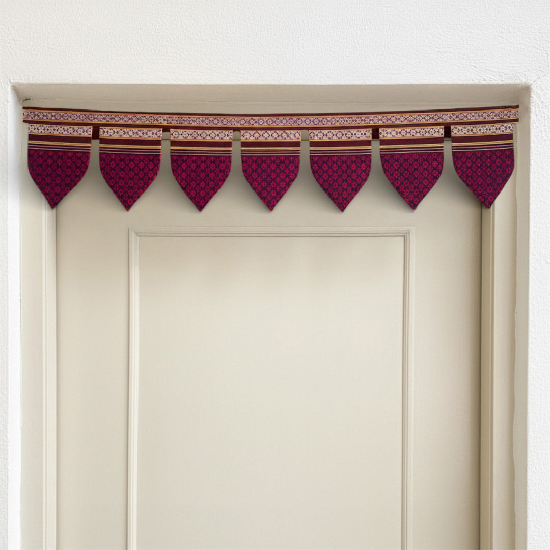 42 Inch Handmade Pink Peepal Leaf Design Khunn Fabric Cotton Toran