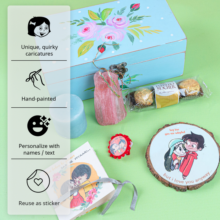 Rakhi Hamper With Blue Trinket Box For Brother