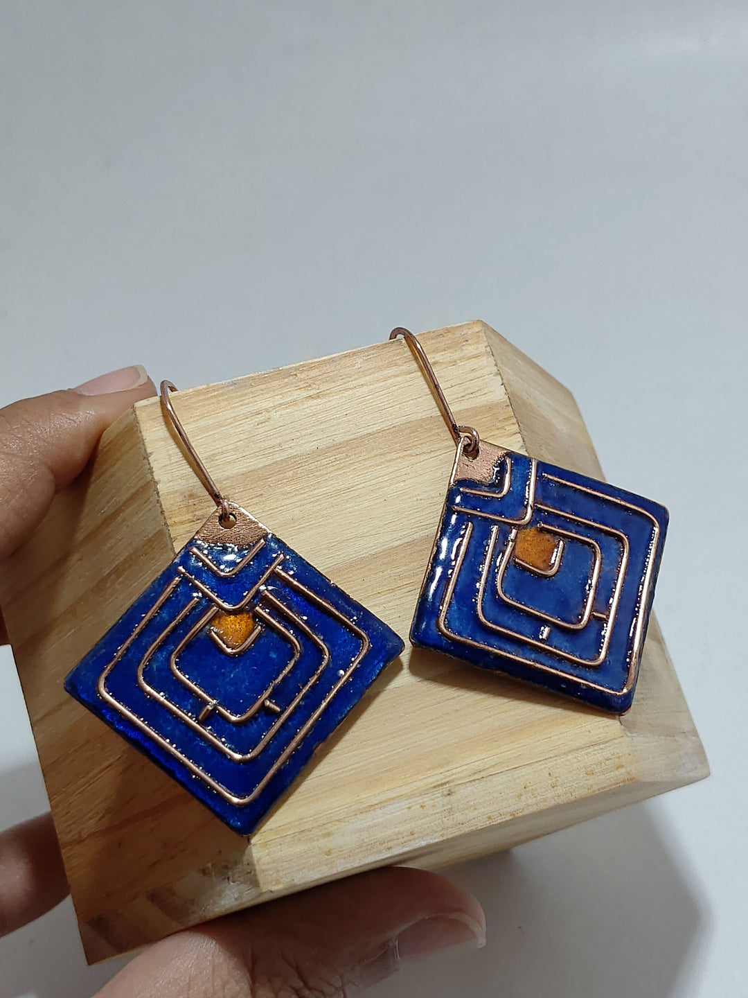 Diamond-Shaped Copper Earrings